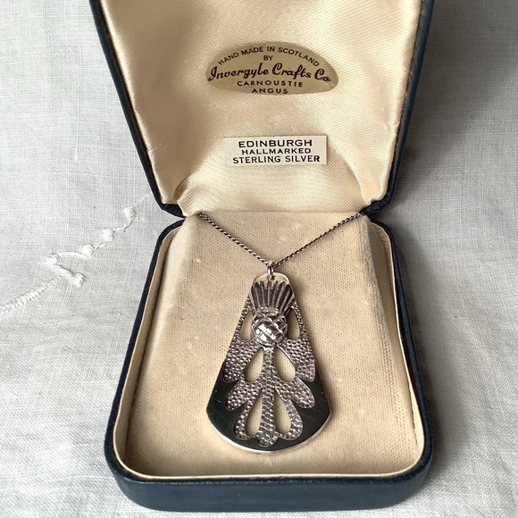 Handmade Sterling Silver Scottish Thistle Pendant and Chain - Picture 1 of 5